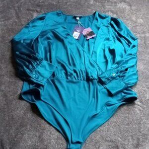 Sergio Hudson for Target  NWT Turquoise bodysuit surplice top
